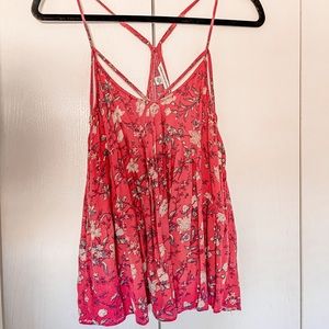 Pink floral tank top